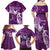 Personalised Fibromyalgia Awareness Family Matching Off Shoulder Maxi Dress and Hawaiian Shirt Polynesian Purple Ribbon