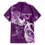 Personalised Fibromyalgia Awareness Family Matching Off Shoulder Maxi Dress and Hawaiian Shirt Polynesian Purple Ribbon