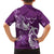 Personalised Fibromyalgia Awareness Family Matching Off Shoulder Short Dress and Hawaiian Shirt Polynesian Purple Ribbon