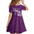 Personalised Fibromyalgia Awareness Family Matching Off Shoulder Short Dress and Hawaiian Shirt Polynesian Purple Ribbon