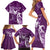 Personalised Fibromyalgia Awareness Family Matching Short Sleeve Bodycon Dress and Hawaiian Shirt Polynesian Purple Ribbon