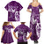 Personalised Fibromyalgia Awareness Family Matching Summer Maxi Dress and Hawaiian Shirt Polynesian Purple Ribbon