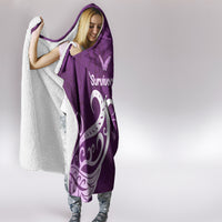 Fibromyalgia Awareness Hooded Blanket Polynesian Purple Ribbon
