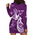 Personalised Fibromyalgia Awareness Hoodie Dress Polynesian Purple Ribbon