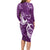 Personalised Fibromyalgia Awareness Long Sleeve Bodycon Dress Polynesian Purple Ribbon