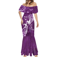 Personalised Fibromyalgia Awareness Mermaid Dress Polynesian Purple Ribbon