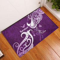 Fibromyalgia Awareness Rubber Doormat Polynesian Purple Ribbon