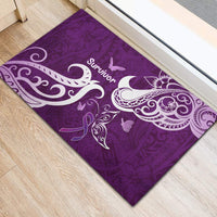 Fibromyalgia Awareness Rubber Doormat Polynesian Purple Ribbon