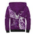 Personalised Fibromyalgia Awareness Sherpa Hoodie Polynesian Purple Ribbon