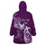 Personalised Fibromyalgia Awareness Wearable Blanket Hoodie Polynesian Purple Ribbon