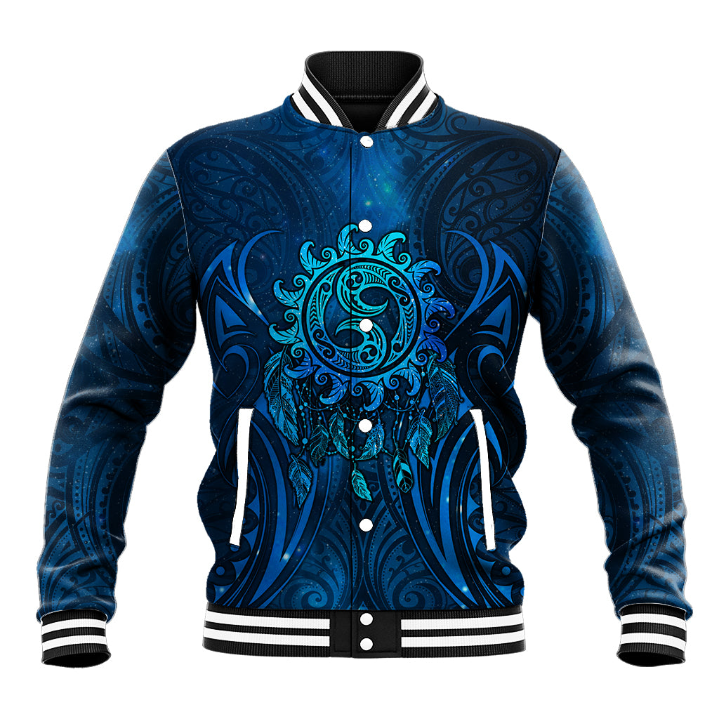 New Zealand Dream Catcher Baseball Jacket Maori Koru Pattern Blue Version LT05 Unisex Blue - Polynesian Pride