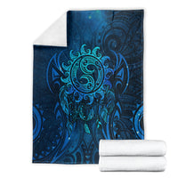 New Zealand Dream Catcher Blanket Maori Koru Pattern Blue Version LT05 - Polynesian Pride
