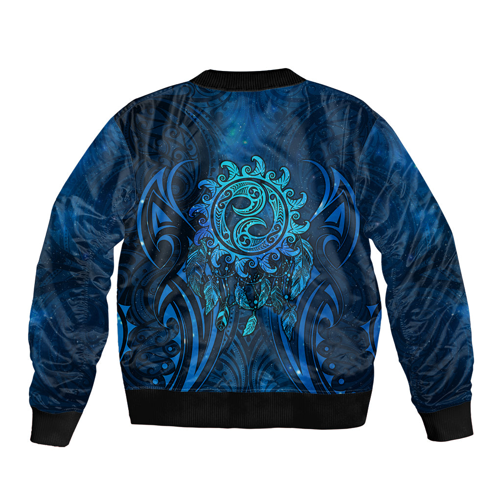 New Zealand Dream Catcher Bomber Jacket Maori Koru Pattern Blue Version LT05 - Polynesian Pride