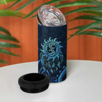 New Zealand Dream Catcher 4 in 1 Can Cooler Tumbler Maori Koru Pattern Blue Version