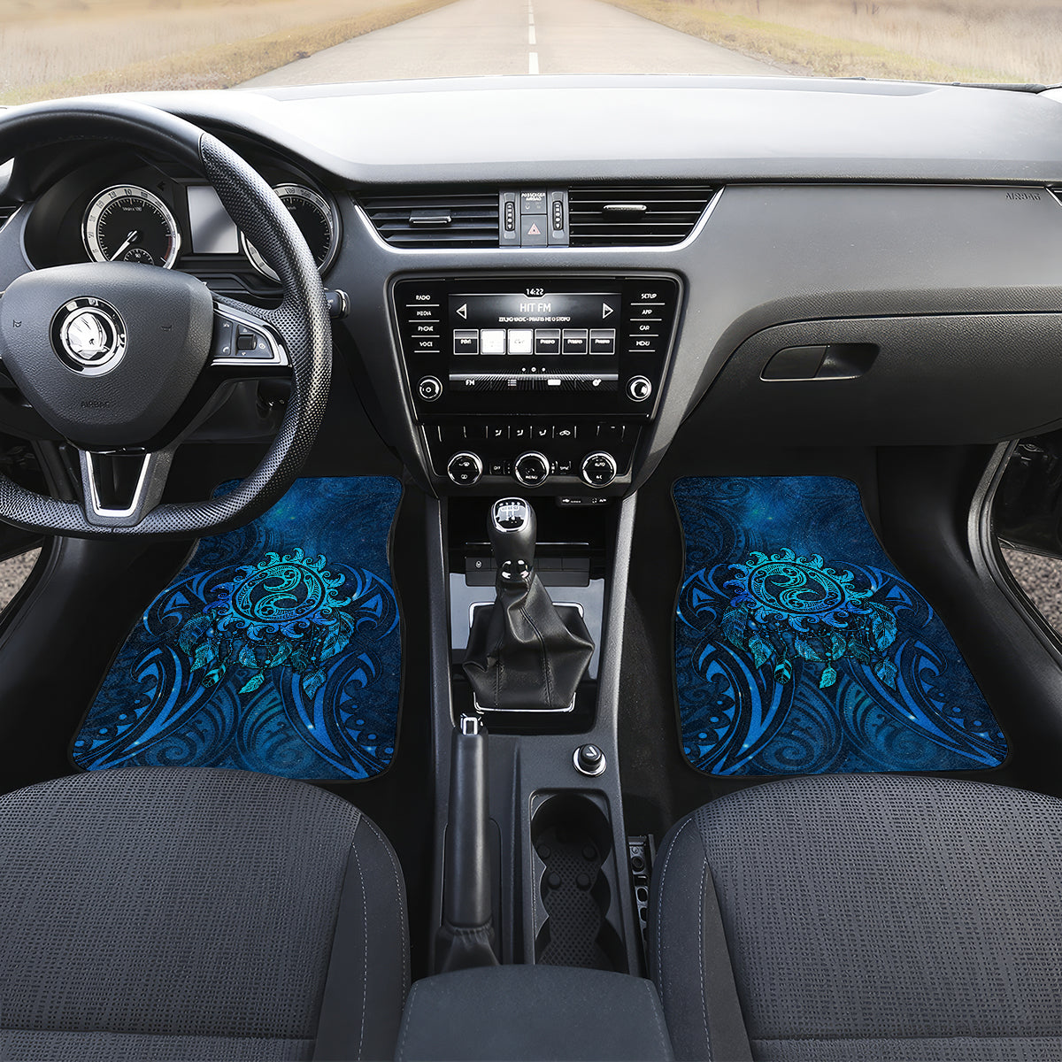 New Zealand Dream Catcher Car Mats Maori Koru Pattern Blue Version LT05 Set 2pcs - Front Blue - Polynesian Pride
