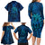 New Zealand Dream Catcher Family Matching Long Sleeve Bodycon Dress and Hawaiian Shirt Maori Koru Pattern Blue Version