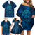 New Zealand Dream Catcher Family Matching Off Shoulder Short Dress and Hawaiian Shirt Maori Koru Pattern Blue Version