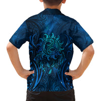 New Zealand Dream Catcher Family Matching Puletasi and Hawaiian Shirt Maori Koru Pattern Blue Version LT05 - Polynesian Pride