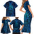 New Zealand Dream Catcher Family Matching Short Sleeve Bodycon Dress and Hawaiian Shirt Maori Koru Pattern Blue Version