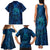 New Zealand Dream Catcher Family Matching Tank Maxi Dress and Hawaiian Shirt Maori Koru Pattern Blue Version