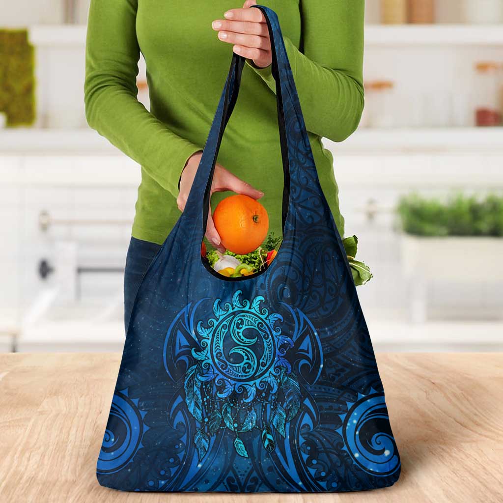New Zealand Dream Catcher Grocery Bag Maori Koru Pattern Blue Version LT05 - Polynesian Pride