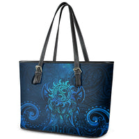 New Zealand Dream Catcher Leather Tote Bag Maori Koru Pattern Blue Version LT05 - Polynesian Pride
