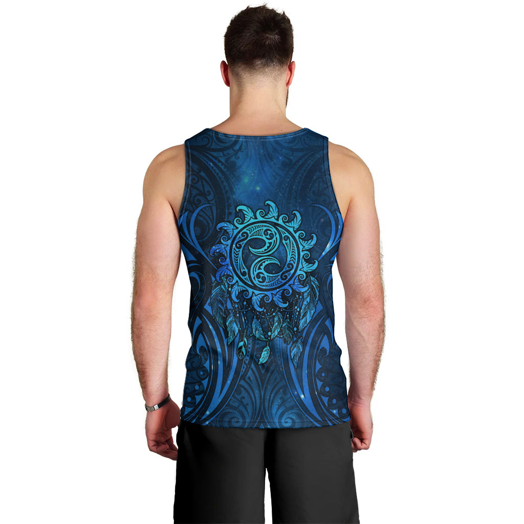 New Zealand Dream Catcher Men Tank Top Maori Koru Pattern Blue Version LT05 - Polynesian Pride