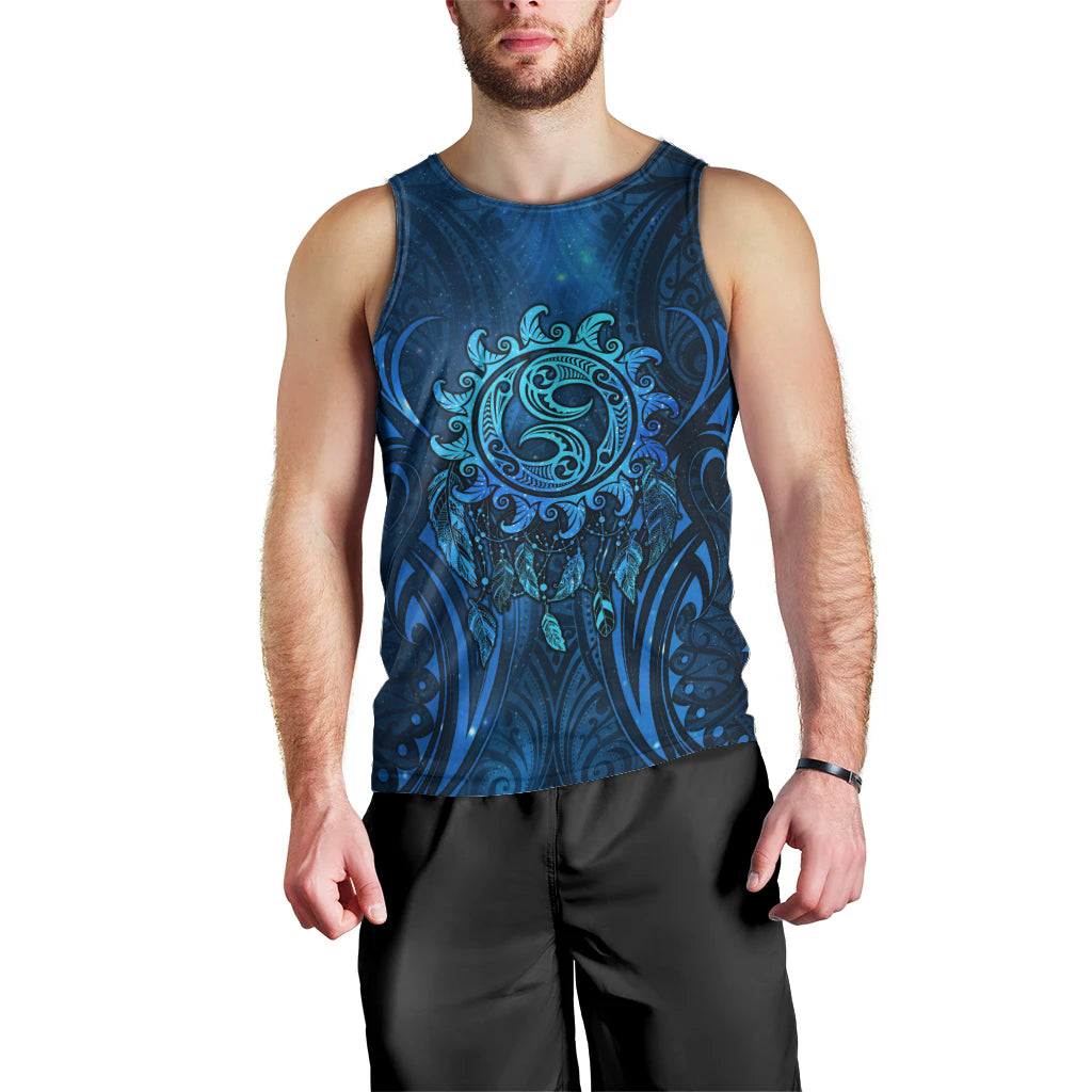 New Zealand Dream Catcher Men Tank Top Maori Koru Pattern Blue Version LT05 - Polynesian Pride