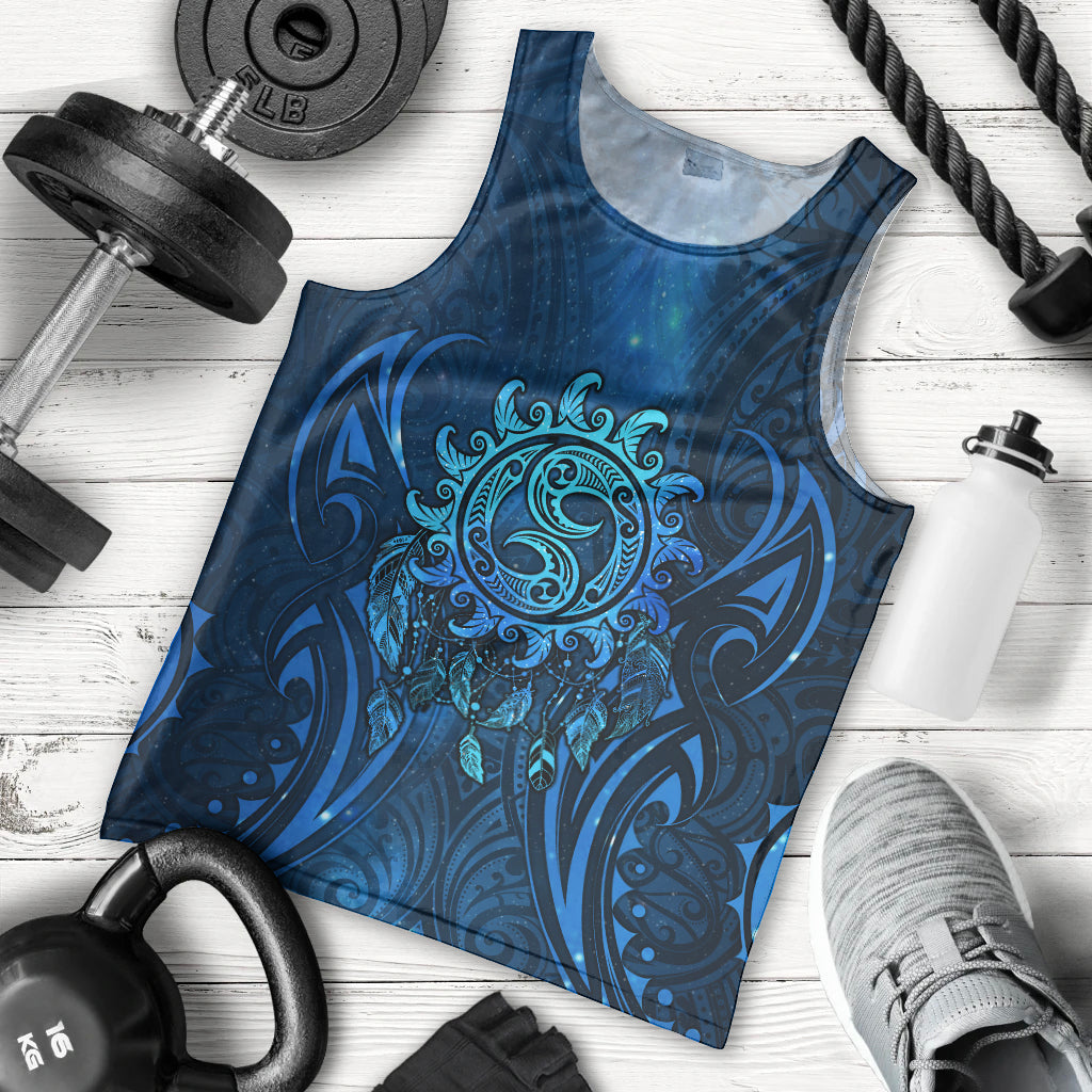 New Zealand Dream Catcher Men Tank Top Maori Koru Pattern Blue Version LT05 - Polynesian Pride