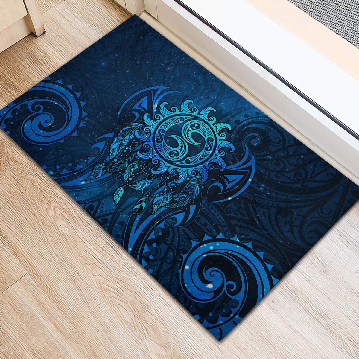 New Zealand Dream Catcher Rubber Doormat Maori Koru Pattern Blue Version LT05 - Polynesian Pride