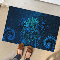 New Zealand Dream Catcher Rubber Doormat Maori Koru Pattern Blue Version LT05 - Polynesian Pride