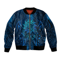 New Zealand Dream Catcher Sleeve Zip Bomber Jacket Maori Koru Pattern Blue Version LT05 Unisex Blue - Polynesian Pride