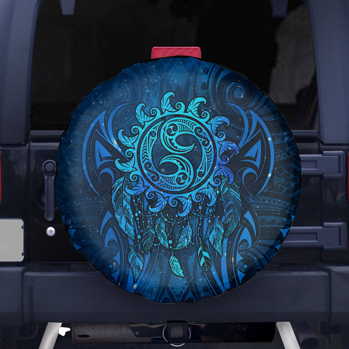 New Zealand Dream Catcher Spare Tire Cover Maori Koru Pattern Blue Version LT05 - Polynesian Pride