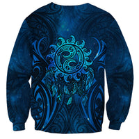 New Zealand Dream Catcher Sweatshirt Maori Koru Pattern Blue Version