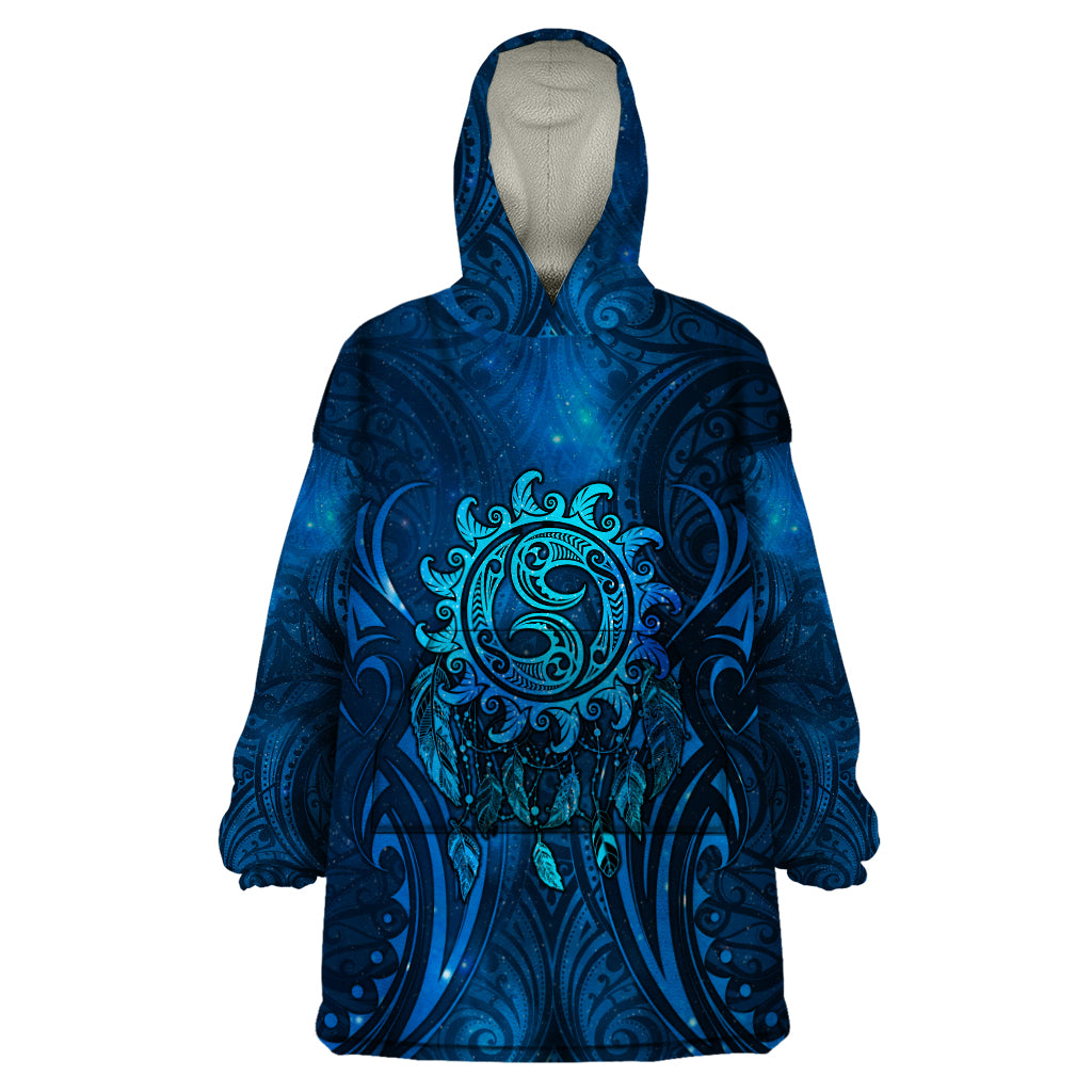 New Zealand Dream Catcher Wearable Blanket Hoodie Maori Koru Pattern Blue Version LT05 One Size Blue - Polynesian Pride