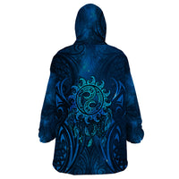 New Zealand Dream Catcher Wearable Blanket Hoodie Maori Koru Pattern Blue Version LT05 - Polynesian Pride