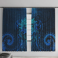 New Zealand Dream Catcher Window Curtain Maori Koru Pattern Blue Version LT05 With Hooks Blue - Polynesian Pride