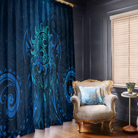 New Zealand Dream Catcher Window Curtain Maori Koru Pattern Blue Version LT05 - Polynesian Pride