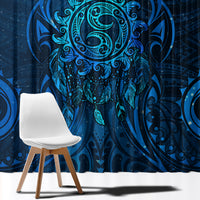 New Zealand Dream Catcher Window Curtain Maori Koru Pattern Blue Version LT05 - Polynesian Pride