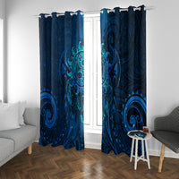 New Zealand Dream Catcher Window Curtain Maori Koru Pattern Blue Version LT05 With Grommets Blue - Polynesian Pride
