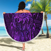 New Zealand Dream Catcher Beach Blanket Maori Koru Pattern Purple Version