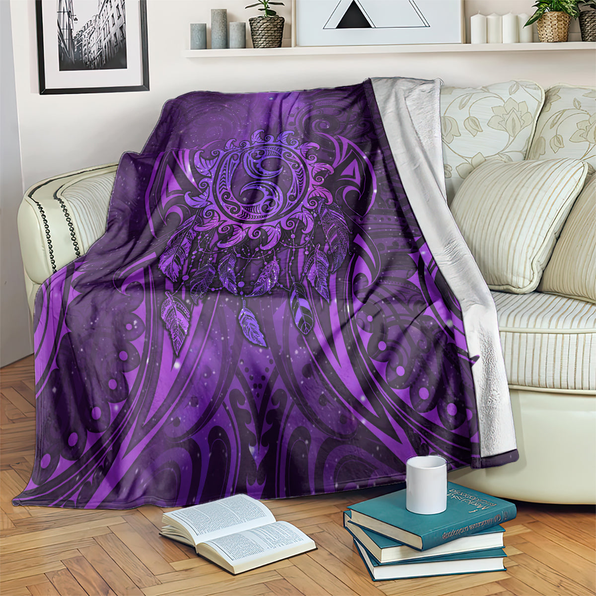 New Zealand Dream Catcher Blanket Maori Koru Pattern Purple Version LT05 Purple - Polynesian Pride