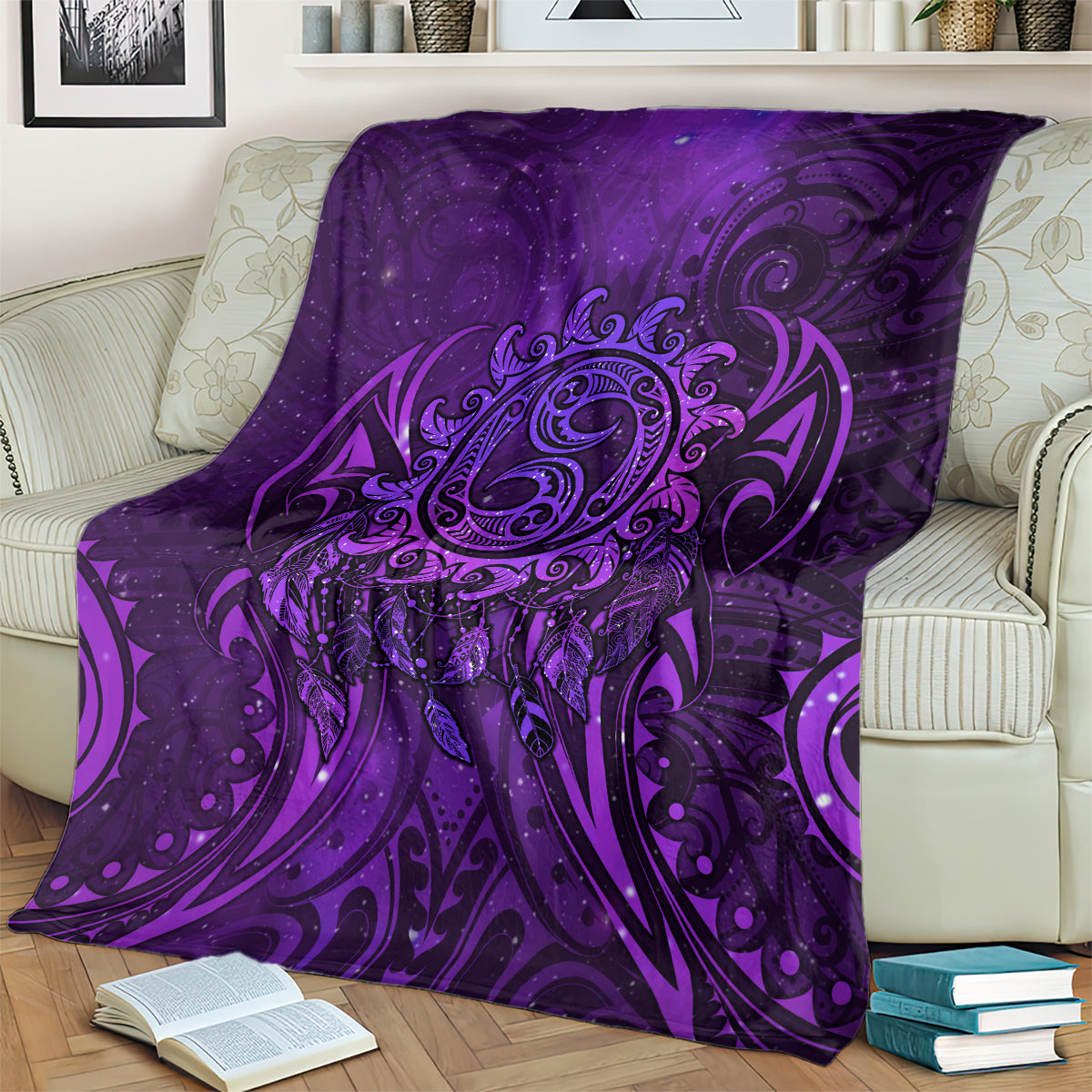 New Zealand Dream Catcher Blanket Maori Koru Pattern Purple Version LT05 - Polynesian Pride
