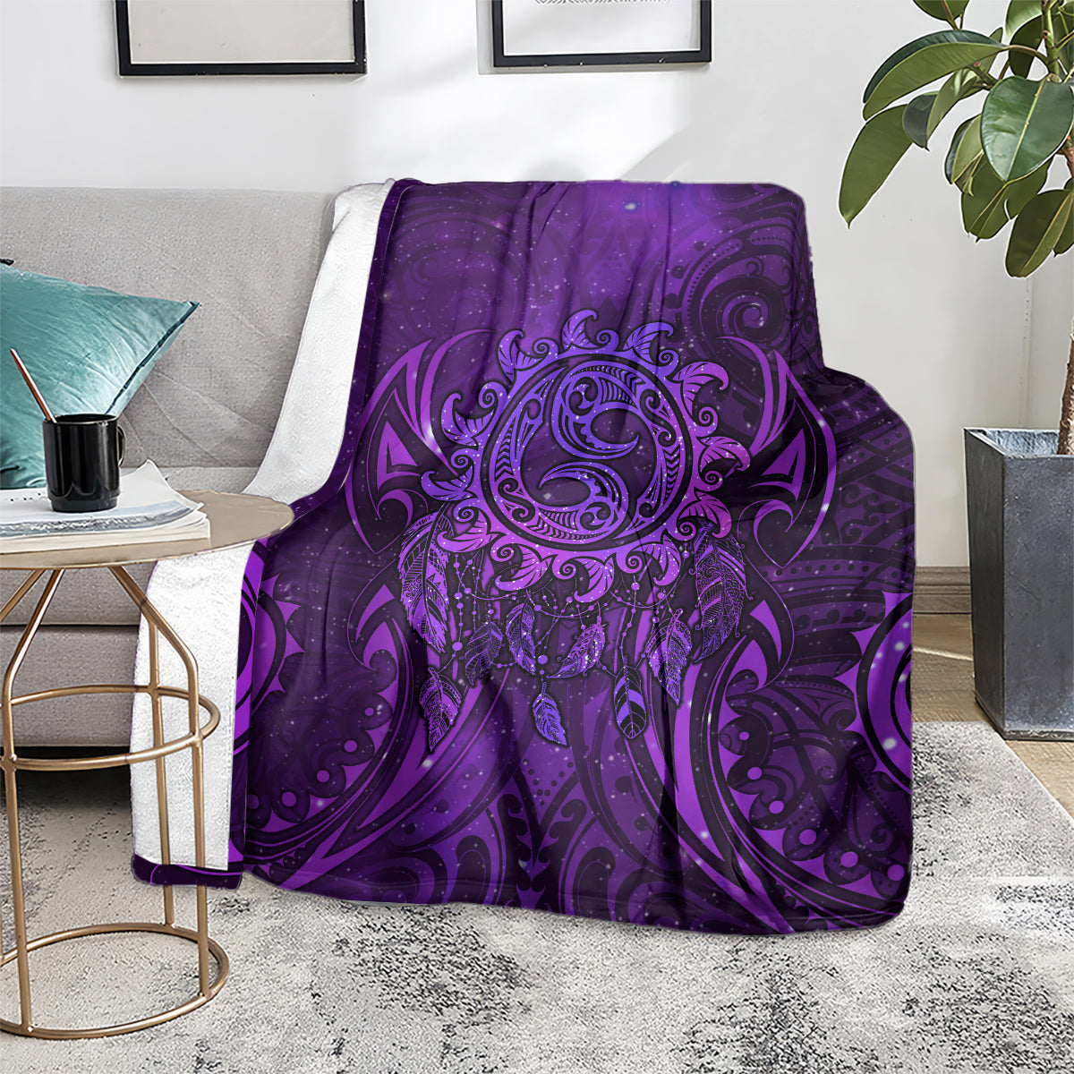 New Zealand Dream Catcher Blanket Maori Koru Pattern Purple Version LT05 - Polynesian Pride