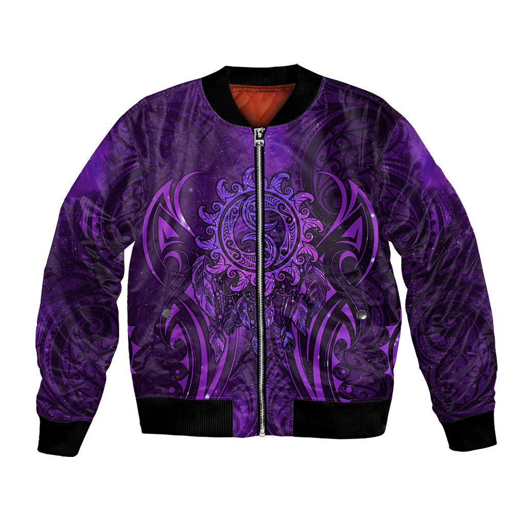 New Zealand Dream Catcher Bomber Jacket Maori Koru Pattern Purple Version LT05 Unisex Purple - Polynesian Pride