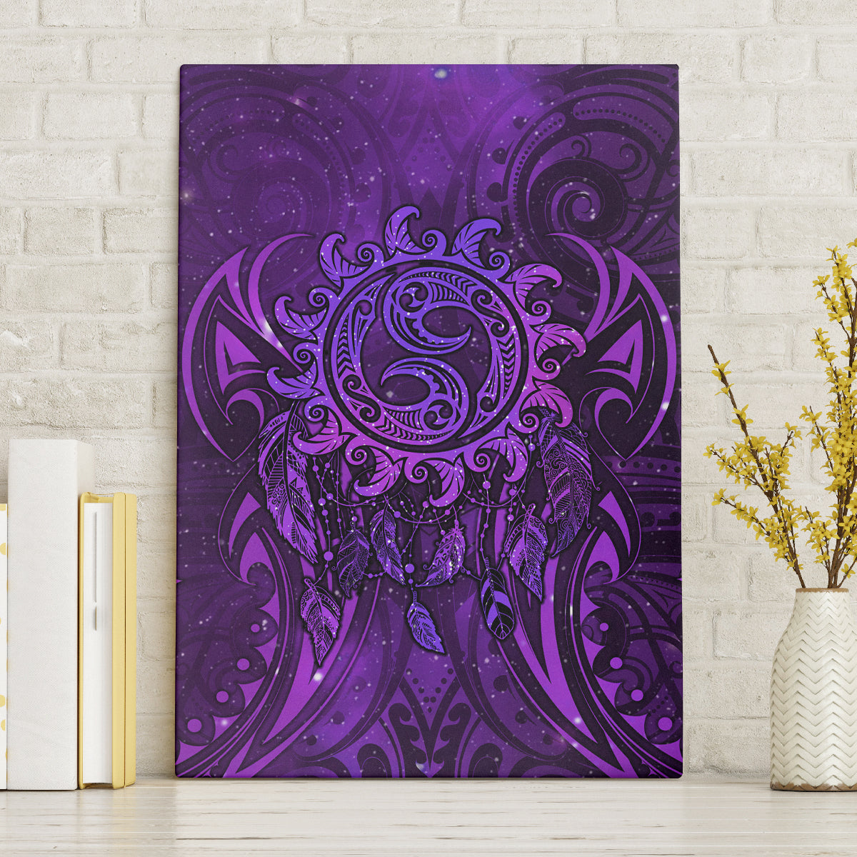 New Zealand Dream Catcher Canvas Wall Art Maori Koru Pattern Purple Version LT05 Without Frame Purple - Polynesian Pride