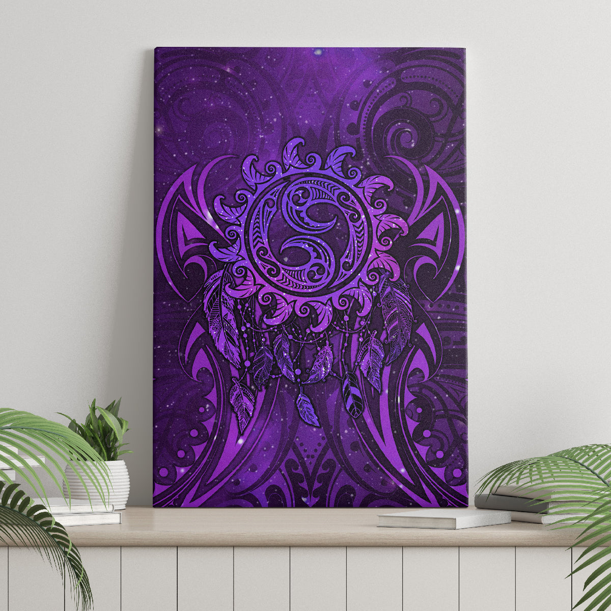 New Zealand Dream Catcher Canvas Wall Art Maori Koru Pattern Purple Version LT05 - Polynesian Pride