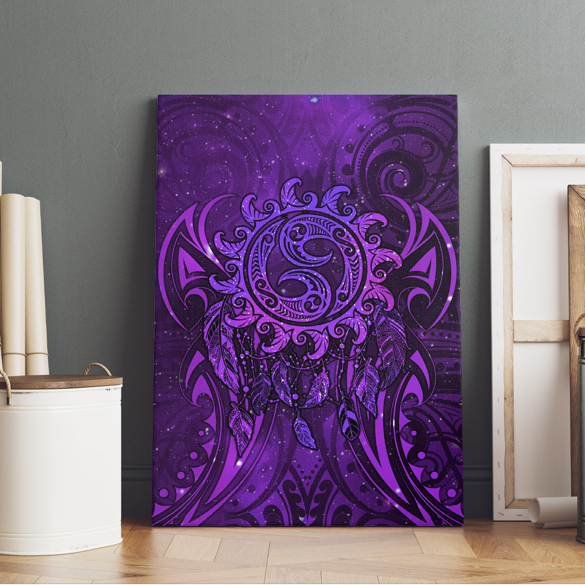 New Zealand Dream Catcher Canvas Wall Art Maori Koru Pattern Purple Version LT05 - Polynesian Pride