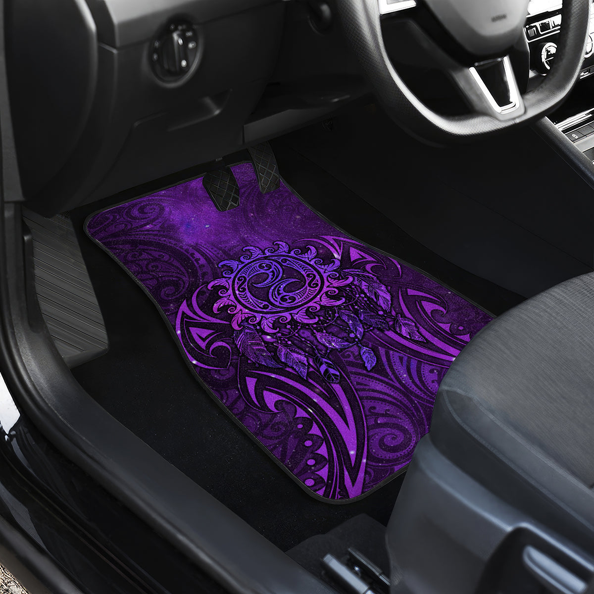 New Zealand Dream Catcher Car Mats Maori Koru Pattern Purple Version LT05 - Polynesian Pride