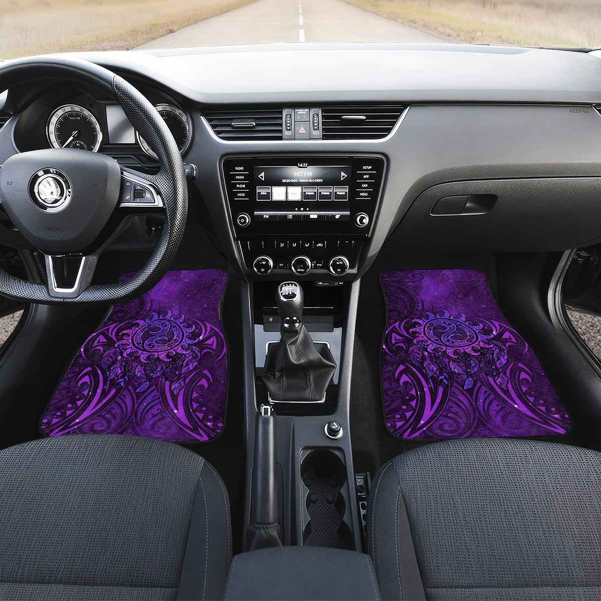 New Zealand Dream Catcher Car Mats Maori Koru Pattern Purple Version LT05 Set 2pcs - Front Purple - Polynesian Pride